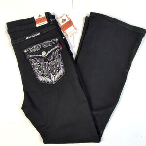 Love You Jeans Women’s Size 15/16 Black Bootcut Denim Embellished Flap Pockets